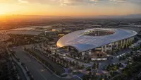 Vue aérienne du stade Los Angeles Stadium à Los Angeles